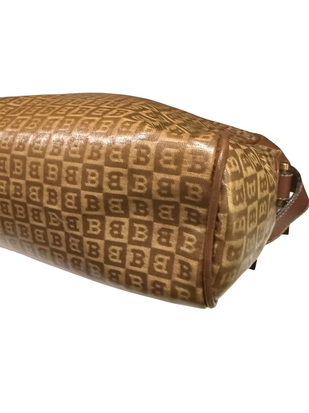 Vintage Bally Monogram Crossbody Bag Brown Coated Canvas Leather Italy - Picture 9 of 11